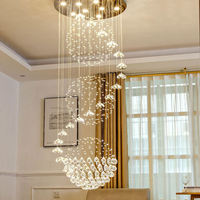 Grand Lustre Nordique Moderne pour Hôtel à Plafond Haut, Suspension de Hall, Grand Lustre d'Escalier en Cristal LED de Luxe