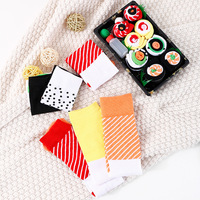 Nouveauté tendance Chaussettes à sushi à motif imprimé alimentaire Ensemble de chaussettes amusantes en coton tricoté avec boîte d'emballage
