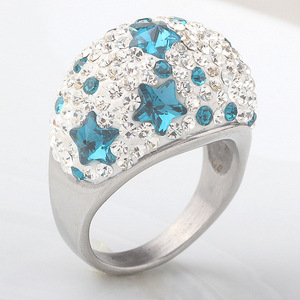 Anillo de Estrella Estilo Europeo de 18MM con Incrustaciones de Cristal Azul, Joyería de Moda Unisex, Regalo - Product Image 1