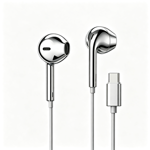 Écouteurs Chrome entièrement dorés, écouteurs filaires Chrome, écouteurs Type C, écouteurs filaires USB C, écouteurs filaires argentés - Product Image 2