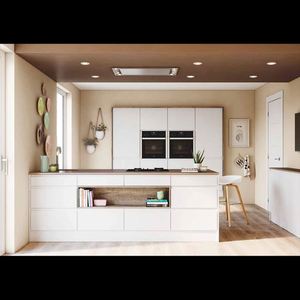 Meubles de cuisine sur mesure en gros d'usine, design moderne, armoires de cuisine en bois mélaminé, armoires de cuisine haut de gamme avec îlot - Product Image 4