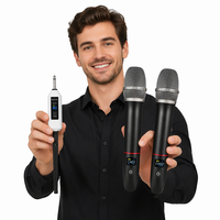 Deux micros UHF à condensateur cardioïde, microphones sans fil portatifs en métal, professionnels pour le chant, l'église, le karaoké, intérieur/extérieur