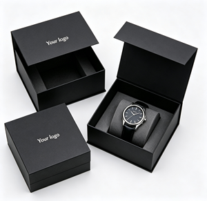 Estuche Rígido de Lujo para Relojes, Cuadrado Negro con Logotipo UV Personalizado, Empaque de Alta Gama para Joyería, Relojes y Gafas - Product Image 3