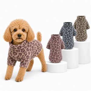 Fleece Leopard <b>Print</b> Dog Coat Winter Warm Pet <b>Clothes</b> for Small Dogs Comfortable Leisure Style - Product Image 1