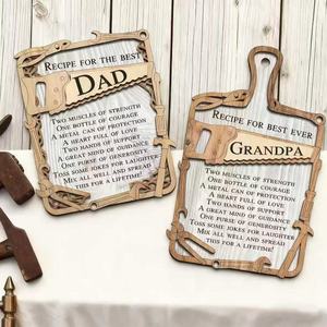 Wooden Wall Signs <b>Framed</b> Dad Grandpa Recipe Home Decoration Rustic Style 2Pcs Father's Day Gift - Product Image 1