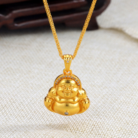 Collier pendentif Maitreya neuf d'usine, plaqué or 24 carats, talisman porte-bonheur pour hommes et femmes