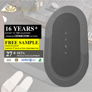 Highdi Tappetino a U per WC, Tinta Unita Tappetini Bagno WC Diatomite Assorbente Asciugatura Rapida Tappeto WC Bagno Antiscivolo Tappeto Bagno per WC Tappeti Bagno WC (60x90cm,Grigio Chiaro