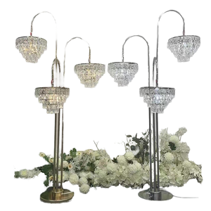 Supports de chemin de mariage en cristal à 3 têtes, piliers, guide de route, lumières LED pour la décoration de mariage, de fête et d'événements - Product Image 1