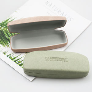 Étui à <span class=keywords><strong>lunettes</strong></span> de myopie en cuir PU imitation lin, motif simple, boîte de présentation, épaissi, anti-pression, boîte artisanale - Product Image 2