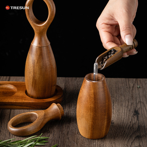 Moulins à sel et à poivre en bois avec logo personnalisé, outils de cuisine et de barbecue à commande manuelle, avec emballage en boîte pour la maison et les restaurants - Product Image 3