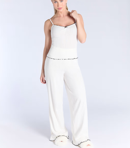 Pijamas de Mujer de Algodón con Encaje Jacquard en Contraste, Estilo <span class=keywords><strong>Sexy</strong></span>, Tendencia 2025, ODM, Nueva Moda, Cantidad Mínima de Pedido Baja, <span class=keywords><strong>Ropa</strong></span> de Casa Grande - Product Image 3