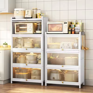 家庭用スチールキッチンキャビネット金属2/3/4/5床キッチン収納キャビネット金属アイテム食器キッチン用品キャビネット - Product Image 3