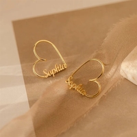 Pendientes de Aro de Acero Inoxidable Personalizados con Forma de Corazón, Modernos, con Letras DIY, Regalo para el Día de San Valentín