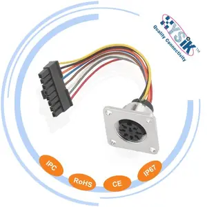 Hysik M16 Male Socket Flange Mount Wire Harness Custom Ip67 Waterproof 2 3 4 Pin M8 M12 Connector PCB 6 Pin