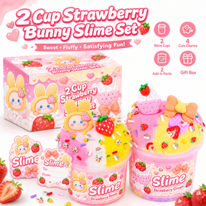Lot de 2 Slimes Nuage Lapin Fraise en Gros – Jouet Anti-Stress Moelleux, Boîte Cadeau OEM pour Enfants Filles, Jeu Sensoriel - Product Image 1