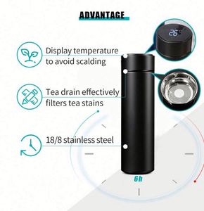 Bouteille d'eau intelligente en acier inoxydable à isolation sous vide de 500 ml (16 oz) avec écran d'affichage et rappel de mesure de la température - Product Image 4