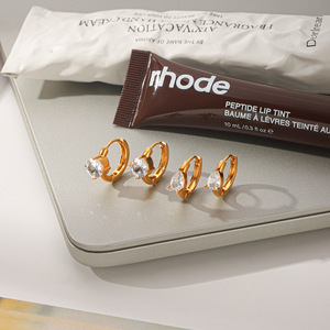 Pendientes de Aro de Acero Inoxidable con Circonita de Cristal, Antideslustre, para Uso Diario - Product Image 3