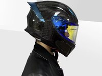 Casque de moto intégral en fibre de carbone avec visière solaire foncée, casque de course