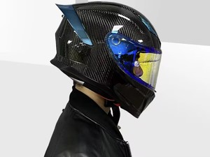 Casque de moto intégral en fibre de carbone avec visière solaire foncée, casque de course - Product Image 4