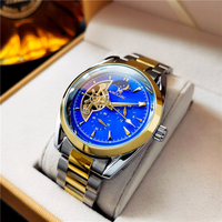 Montre mécanique pour homme 1781-5 Design Daily Hollow Moon Phase Luminous Timer, légère, en acier inoxydable, étanche, avec phases de lune.