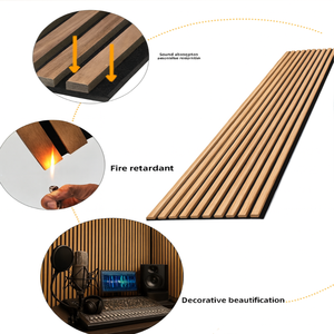 Revêtement acoustique moderne à effet bois du CNRC Panneaux de lattes en PU Design cannelé Insonorisation de studio Hôtel Modèle 3D ignifuge - Product Image 3