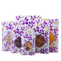Sac d'emballage plat à fermeture éclair à finition brillante personnalisée, pochette d'emballage alimentaire refermable avec fenêtre