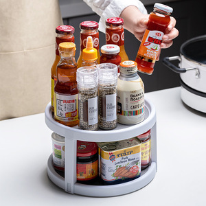 Bandeja giratoria extraíble de 2 niveles <span class=keywords><strong>para</strong></span> armario, organizador de especias, organizador <span class=keywords><strong>para</strong></span> armario de cocina - Product Image 2
