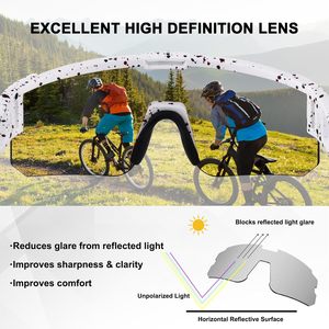 Lunettes de soleil de sport polarisées UV400 noires à monture carrée surdimensionnée pour le cyclisme et la course en extérieur - Product Image 4