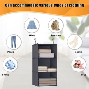 3-Tier Hanging Closet Organizer with 2 Sturdy <b>Hooks</b> Multifunctional Wardrobe Storage Shelf for Clothes, Coats <b>Shoes</b> Accessories - Product Image 3