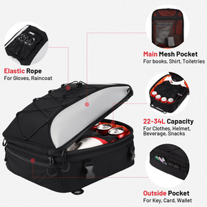 Muestra Gratuita de Bolsa Trasera Impermeable para Motocicleta, Bolsa de Viaje para Motocicleta de Gran Capacidad Resistente a la Lluvia - Product Image 2