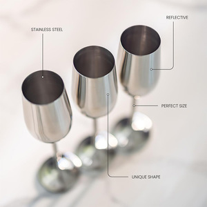 Verre à vin rouge en métal épais créatif de 180 ml pour cuisine de restaurant, verre à cocktail en cristal coloré, coupe à vin en acier inoxydable - Product Image 3