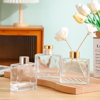 Flacon diffuseur de parfum en verre carré avec couvercle, 50ml, 100ml, 120ml, pour huiles essentielles, décoration intérieure, prix réduit