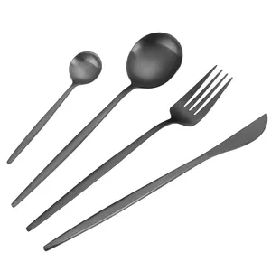 Cutlery Flatware Set High Quality Stainless Steel 304 Gold Flatware Matte Gold Spoon Fork Knife Cutlery Set