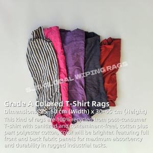Trapos de algodón 100% reciclados, trapos de camiseta de colores mixtos, trapos industriales para limpieza, trapos recuperados para limpiar aceite - Product Image 2