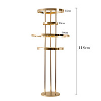 Support à fleurs en métal doré géométrique rond de luxe moderne à 4 niveaux, 118 cm, pour centre de table de mariage et décoration d'événements/fêtes