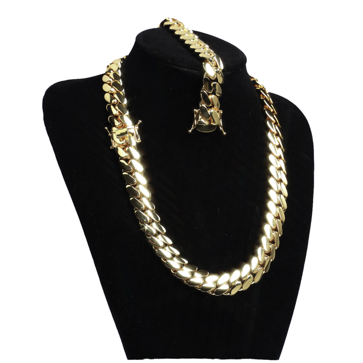 Pvd Placcatura In Acciaio Inox 14 K Catena D'oro Miami Cuban Catena - Foto 5