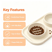 Bol de voyage 2-en-1 durable pour chiens, double usage, anti-renversement, double bol en silicone de qualité alimentaire pour chiens de taille moyenne/petite