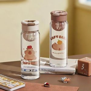 Capybara Water Bottle With Tea Infuser 500Ml Plastic Drinking Cup For Daily Use - Product Image 1