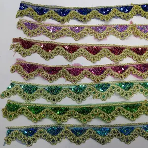 WHOLESALER Sequin Trim Lace Fabric Embroidery Ribbons for Garments Headdress Wedding Decor Sewing Handmade Supplies