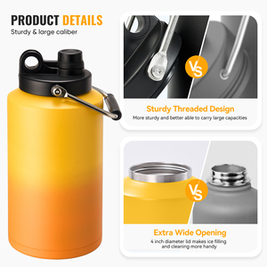 Bouteille isotherme de 1 gallon à dégradé de couleurs, double paroi sous vide en acier inoxydable, bouche extra large, poignée portable, garde au froid 48H - Product Image 4