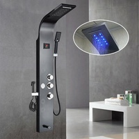 Panneau de douche mural intelligent avec jets de spa en cascade, affichage numérique LED, 6 fonctions, salle de bain moderne, acier inoxydable 304