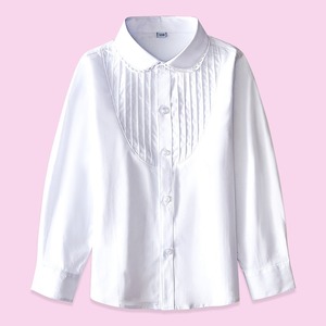 Chemises à manches longues en <span class=keywords><strong>coton</strong></span> blanc pour filles, uniformes scolaires du primaire, chemisiers blancs pour enfants plus âgés et de taille moyenne, printemps automne - Product Image 6
