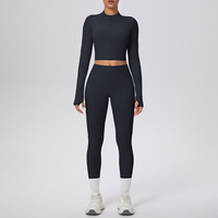 Ensemble de yoga pour femmes, 2 pièces, leggings de sport et veste à manches longues personnalisée avec fermeture éclair