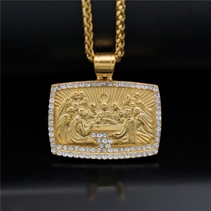 Collares con Colgante <span class=keywords><strong>de</strong></span> Joyería <span class=keywords><strong>de</strong></span> Acero Inoxidable, Resistentes al Agua y al Deslustre, con Diseño Religioso Cristiano <span class=keywords><strong>de</strong></span> <span class=keywords><strong>la</strong></span> Última Cena, Estilo Hip Hop, para Hombre - Product Image 3