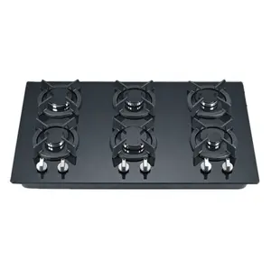 Hot Sale Tempered Glass Energy Saving Built-in 6 Burner Gas Stove