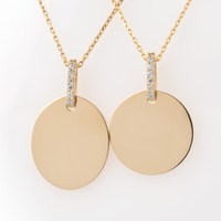 Collier Pendentif Géométrique Personnalisé en Acier Inoxydable Or, Formes Ovale, Ronde, Carrée, avec Diamants Pavés