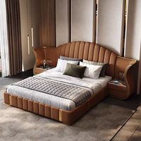 Neues Design Italienisch Neueste Luxus Schlafzimmer möbel High End Leder Doppelbett Großes Kopfteil Luxus Modernes Kingsize-Bett