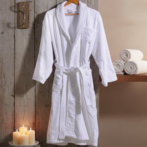 Peignoir de bain en tissu éponge 100 % coton - Robe unisexe <span class=keywords><strong>mi</strong></span>-longue épaisse, douce et absorbante - Product Image 5