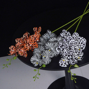 Orchidée Phalaenopsis Artificielle Yibo People, 7 Têtes Rayées Noires et Blanches et Têtes Léopard, Décoration Haut de Gamme pour la Maison et les Mariages - Product Image 2