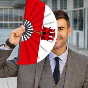 Abanicos Plegables de Bambú con la Bandera de Gibraltar al por Mayor, Abanico de Mano para Carnaval, Boda, Festival, Fiesta, Agencia de Viajes - Product Image 3